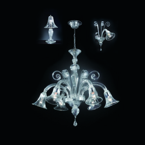 Murano crystal chandelier 6 lights